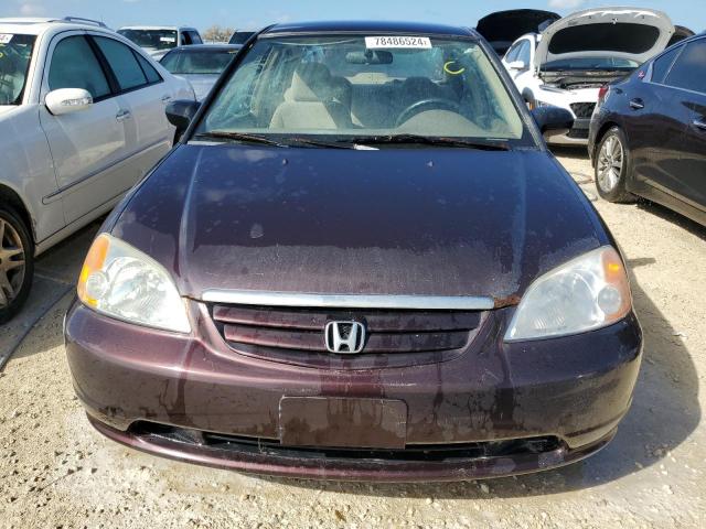 1HGES16551L039743 - 2001 HONDA CIVIC LX MAROON photo 5