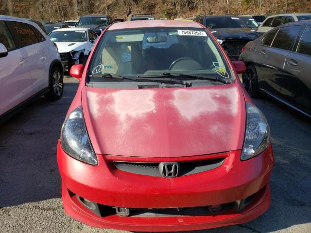 JHMGD37617S022911 - 2007 HONDA FIT S წითელი ფოტო 5