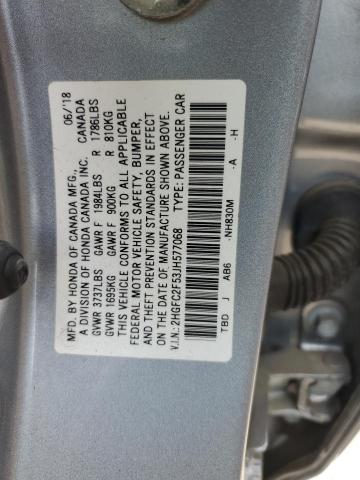 2HGFC2F53JH577068 - 2018 HONDA CIVIC LX SILVER photo 12