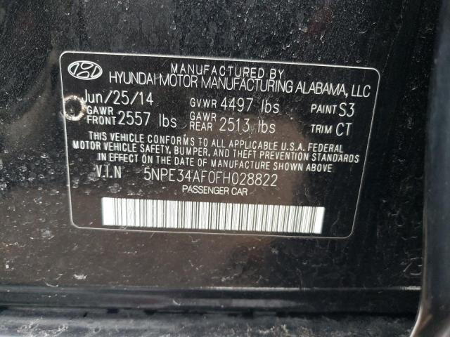 5NPE34AF0FH028822 - 2015 HYUNDAI SONATA SPORT BLACK photo 12