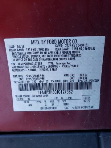 1FAHP2H80JG127382 - 2018 FORD TAURUS SEL RED photo 12