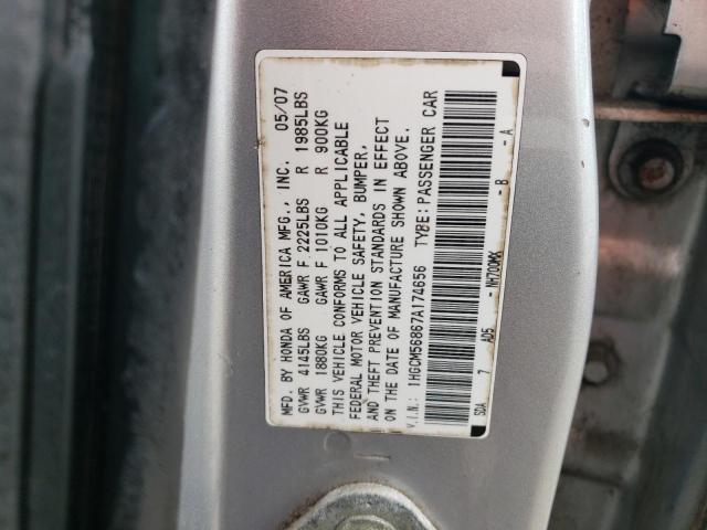 1HGCM56867A174656 - 2007 HONDA ACCORD EX SILVER photo 12