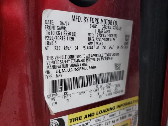 5LMJJ2J55EEL07660 - 2014 LINCOLN NAVIGATOR 红色 照片 14