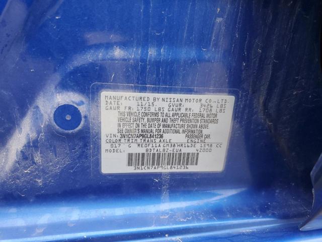 3N1CN7AP9GL841236 - 2016 NISSAN VERSA S BLUE photo 12