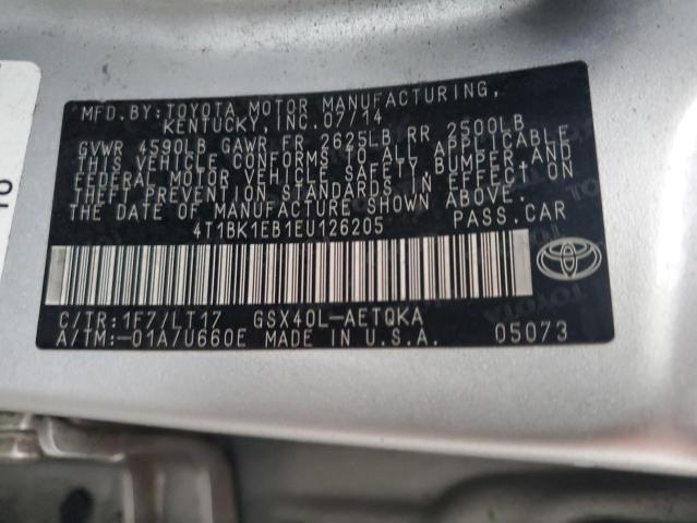 4T1BK1EB1EU126205 - 2014 TOYOTA AVALON BASE 银色 照片 13