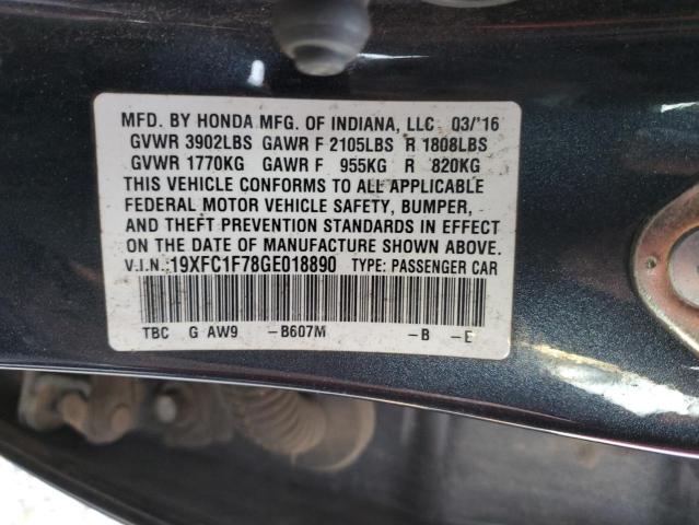 19XFC1F78GE018890 - 2016 HONDA CIVIC EXL გრაფიტი ფოტო 12