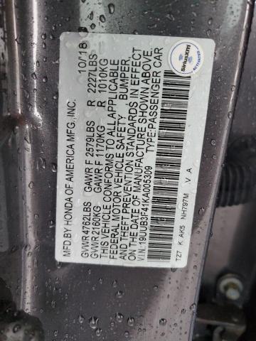 19UUB3F41KA005309 - 2019 ACURA TLX TECHNOLOGY 灰色 照片 13
