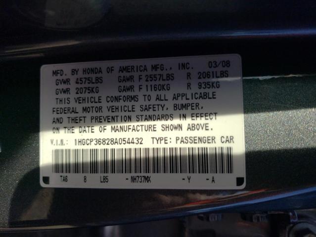 1HGCP36828A054432 - 2008 HONDA ACCORD EXL GRAY photo 12