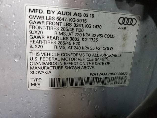 WA1VAAF70KD039920 - 2019 AUDI Q7 PRESTIGE 银色 照片 13