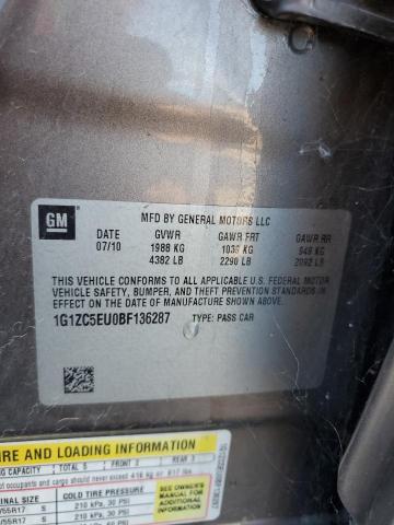 1G1ZC5EU0BF136287 - 2011 CHEVROLET MALIBU 1LT Сұр фото 13