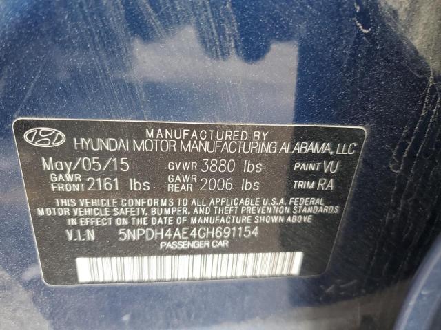 5NPDH4AE4GH691154 - 2016 HYUNDAI ELANTRA SE BLUE photo 12