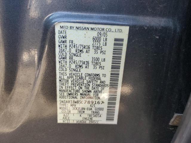 5N1AR18W85C789167 - 2005 NISSAN PATHFINDER LE 灰色 照片 13