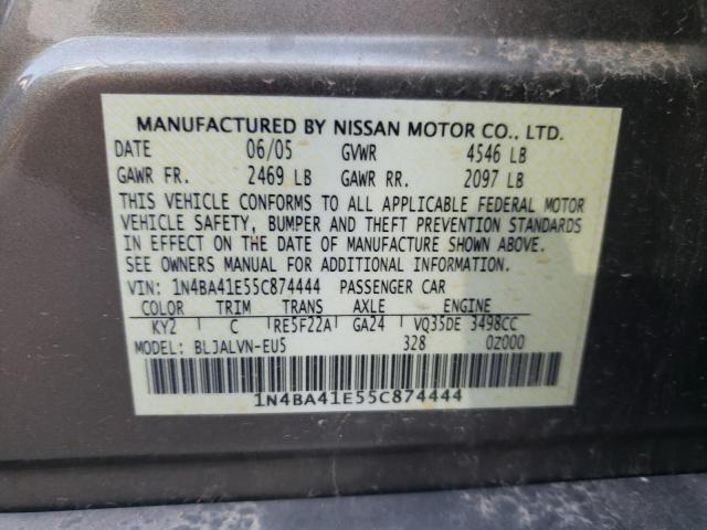 1N4BA41E55C874444 - 2005 NISSAN MAXIMA SE CHARCOAL photo 13