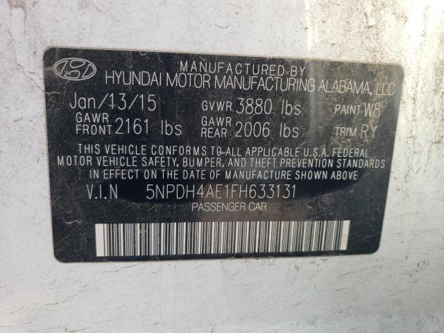 5NPDH4AE1FH633131 - 2015 HYUNDAI ELANTRA SE WHITE photo 12