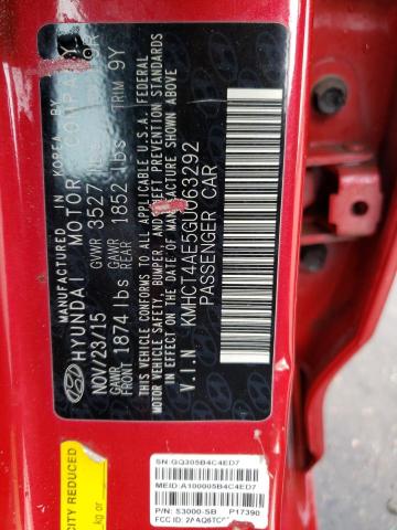 KMHCT4AE5GU063292 - 2016 HYUNDAI ACCENT SE RED photo 13