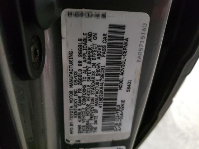 4T1BE32K84U796081 - 2004 TOYOTA CAMRY LE GRAY photo 12