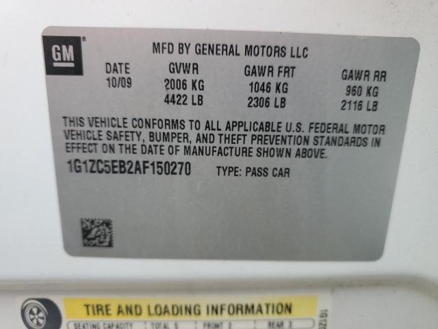 1G1ZC5EB2AF150270 - 2010 CHEVROLET MALIBU 1LT WHITE photo 12