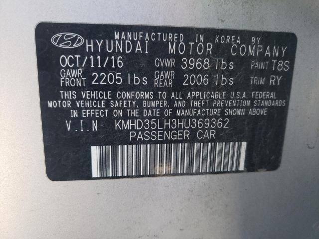 KMHD35LH3HU369362 - 2017 HYUNDAI ELANTRA GT SILVER photo 12