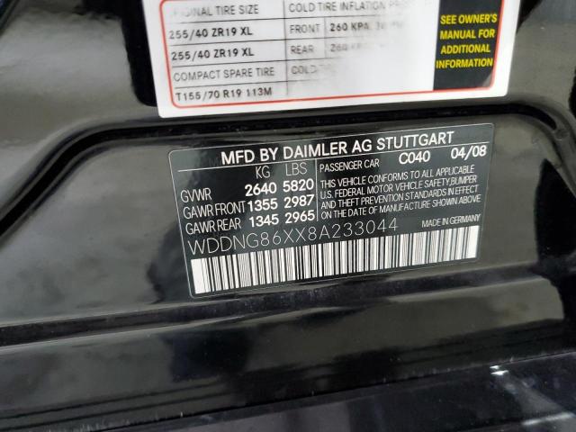 WDDNG86XX8A233044 - 2008 MERCEDES-BENZ S 550 4MATIC BLACK photo 12