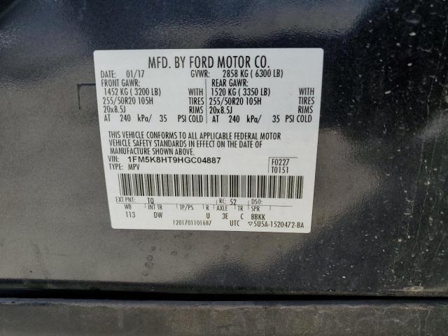 1FM5K8HT9HGC04887 - 2017 FORD EXPLORER PLATINUM CHARCOAL photo 13