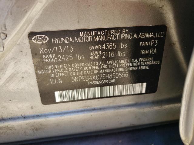 5NPEB4AC7EH850556 - 2014 HYUNDAI SONATA GLS GRAY photo 12