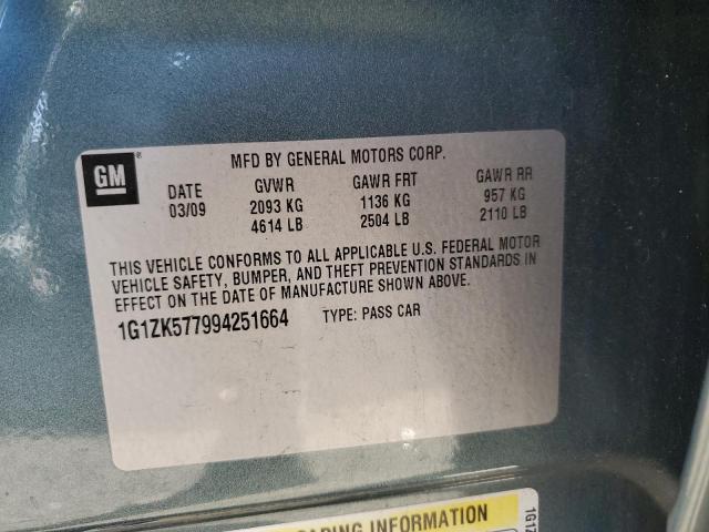 1G1ZK577994251664 - 2009 CHEVROLET MALIBU LTZ 青色 照片 12