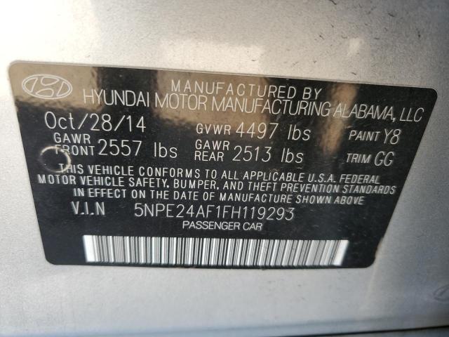 5NPE24AF1FH119293 - 2015 HYUNDAI SONATA SE SILVER photo 12