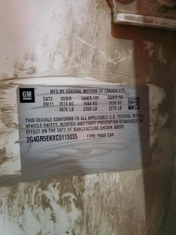 2G4GR5EKXC9113035 - 2012 BUICK REGAL 白色 照片 12