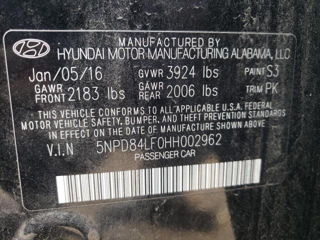 5NPD84LF0HH002962 - 2017 HYUNDAI ELANTRA SE BLACK photo 12