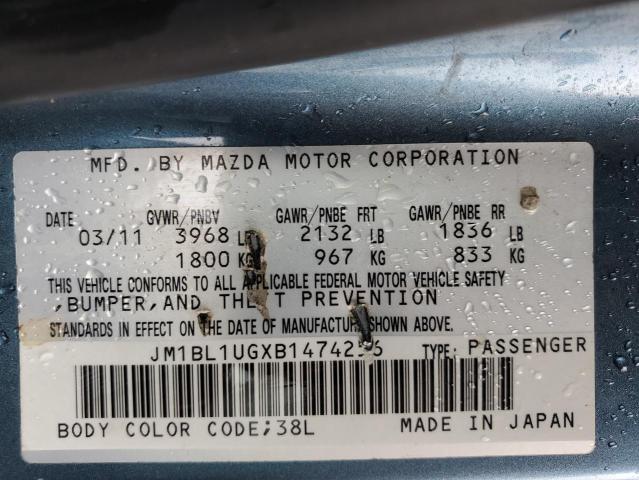 JM1BL1UGXB1474256 - 2011 MAZDA 3 I BLUE photo 12