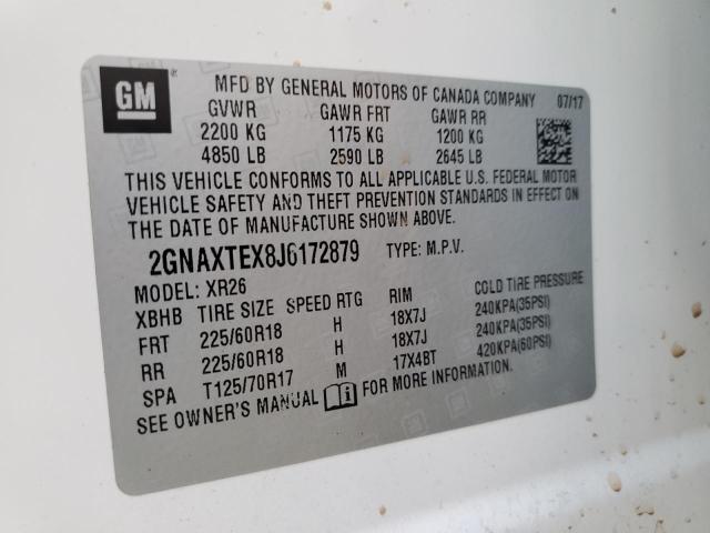 2GNAXTEX8J6172879 - 2018 CHEVROLET EQUINOX LT WHITE photo 14