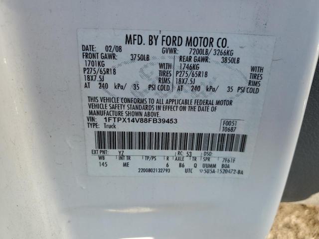 1FTPX14V88FB39453 - 2008 FORD F150 WHITE photo 12