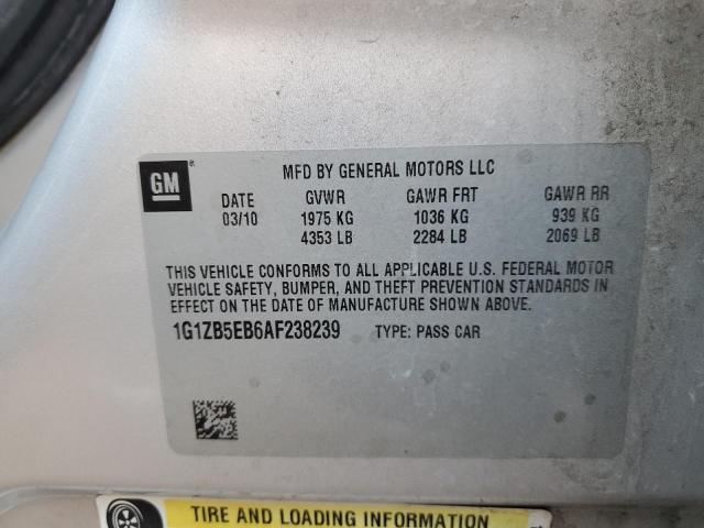 1G1ZB5EB6AF238239 - 2010 CHEVROLET MALIBU LS SILVER photo 12