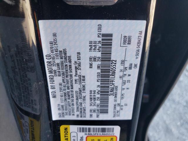 3LN6L5F91LR605522 - 2020 LINCOLN MKZ RESERVE შავი ფოტო 13