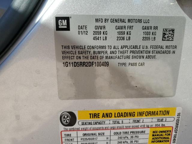 1G11D5RR2DF100409 - 2013 CHEVROLET MALIBU 1LT Күміс фото 12