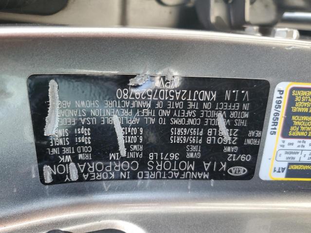 KNDJT2A51D7529780 - 2013 KIA SOUL GRAY photo 12