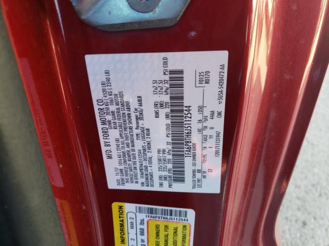 1FA6P8TH6J5112544 - 2018 FORD MUSTANG RED photo 12