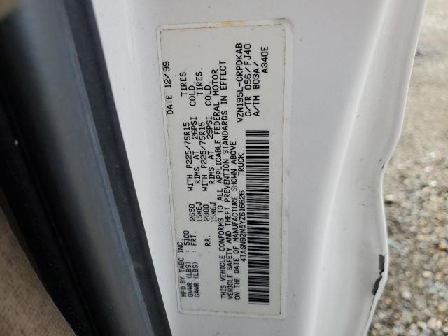 4TASN92N5YZ616626 - 2000 TOYOTA TACOMA XTRACAB PRERUNNER თეთრი ფოტო 12