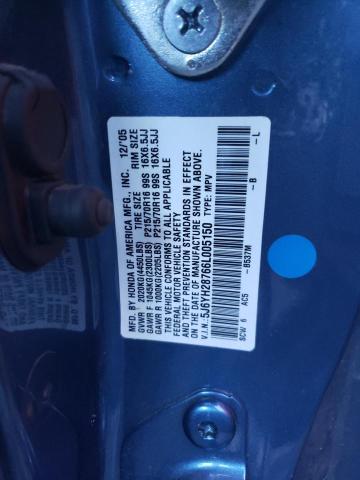 5J6YH28766L005150 - 2005 HONDA ELEMENT EX BLUE photo 13