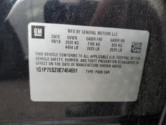 1G1P75SZ0E7464691 - 2014 CHEVROLET CRUZE BLACK photo 12