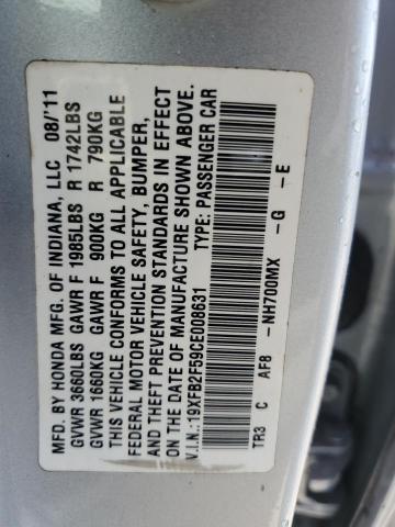 19XFB2F59CE008631 - 2012 HONDA CIVIC LX SILVER photo 13