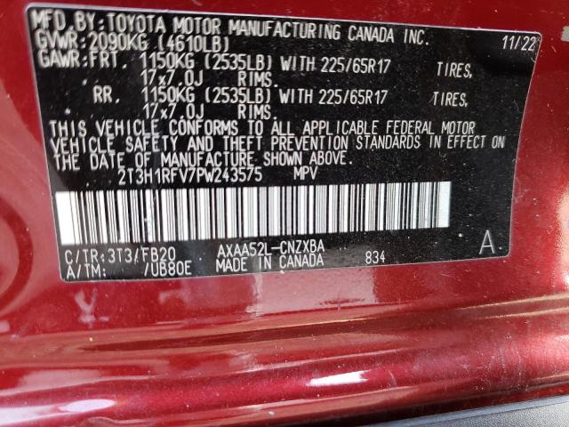 2T3H1RFV7PW243575 - 2023 TOYOTA RAV4 LE RED photo 13