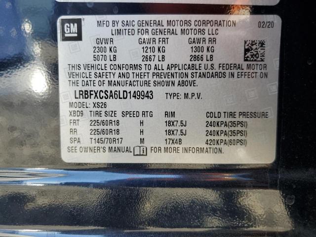 LRBFXCSA6LD149943 - 2020 BUICK ENVISION ESSENCE BLACK photo 13