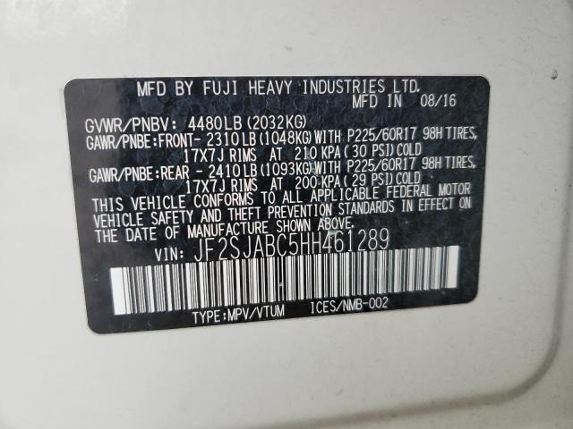 JF2SJABC5HH461289 - 2017 SUBARU FORESTER 2.5I WHITE photo 13