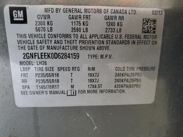 2GNFLEEK0D6284159 - 2013 CHEVROLET EQUINOX LT GRAY photo 13