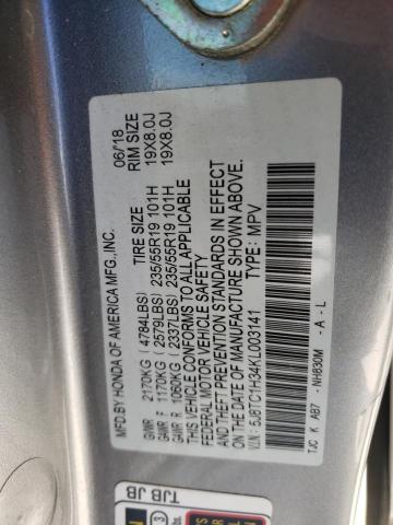 5J8TC1H34KL003141 - 2019 ACURA RDX SILVER photo 14