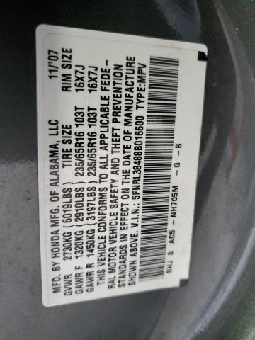 5FNRL38488B016600 - 2008 HONDA ODYSSEY EX SILVER photo 13