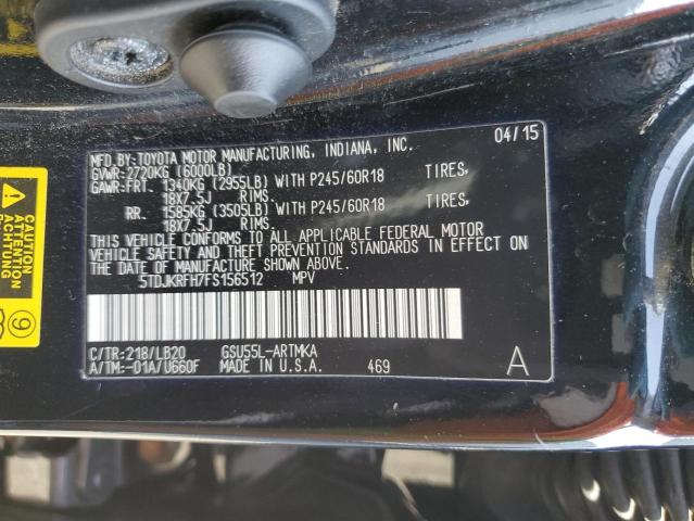5TDJKRFH7FS156512 - 2015 TOYOTA HIGHLANDER XLE Qara foto 13