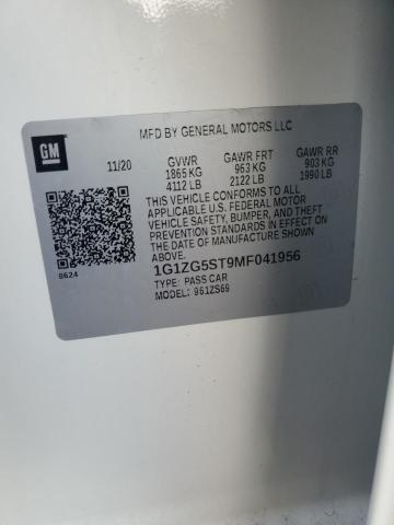 1G1ZG5ST9MF041956 - 2021 CHEVROLET MALIBU RS WHITE photo 12