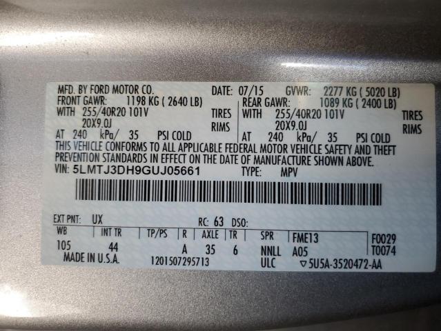 5LMTJ3DH9GUJ05661 - 2016 LINCOLN MKC RESERVE GRAY photo 14